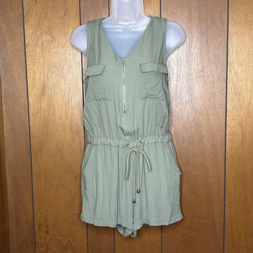 Olive + Oak Romper Women's S Olive Green Utility Safari Festival Travel Military